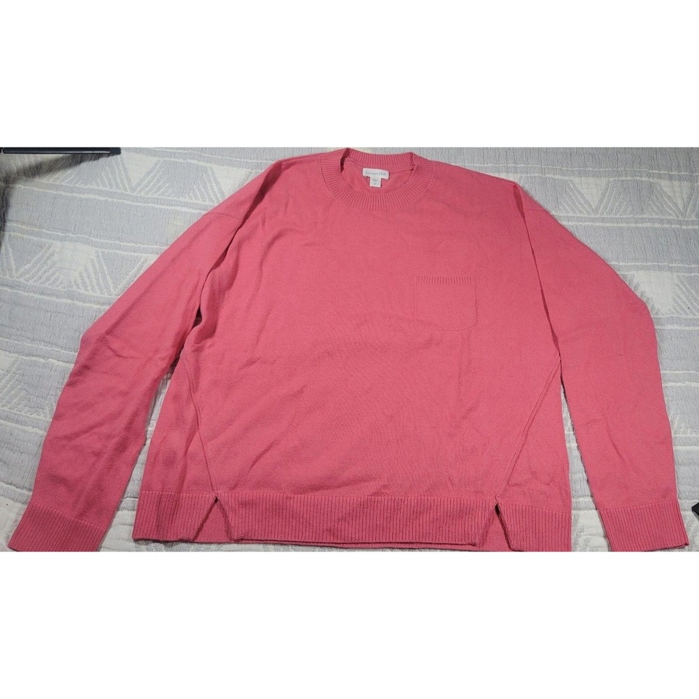 Garnet Hill Women's Sweater Medium Pink 100% Pima Cotton Crewneck Pullover